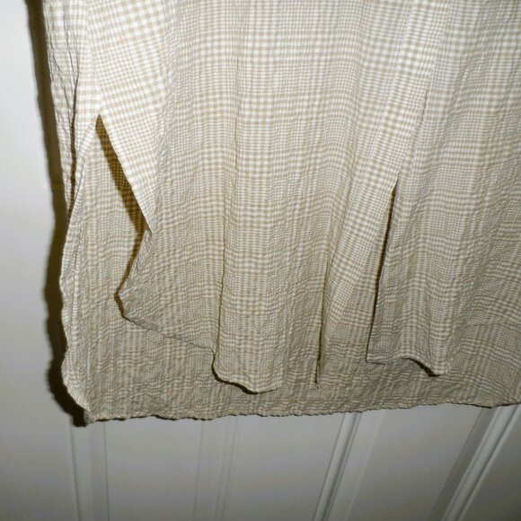 Maeve by Anthropologie Maxi Tunic Top Size S Tan White Plaid Button Down - Picture 9 of 14